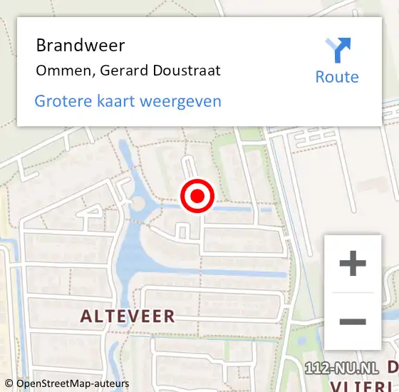 Locatie op kaart van de 112 melding: Brandweer Ommen, Gerard Doustraat op 28 februari 2021 06:17