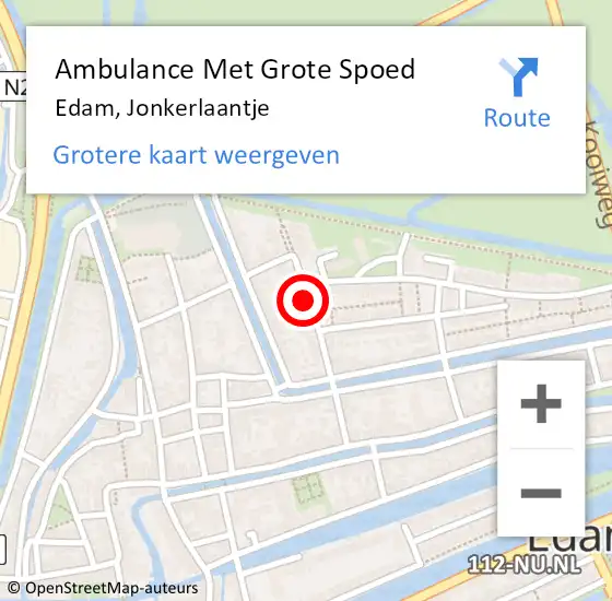 Locatie op kaart van de 112 melding: Ambulance Met Grote Spoed Naar Edam, Jonkerlaantje op 28 februari 2021 08:40