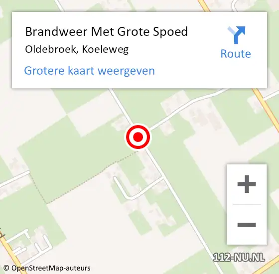 Locatie op kaart van de 112 melding: Brandweer Met Grote Spoed Naar Oldebroek, Koeleweg op 28 februari 2021 09:27