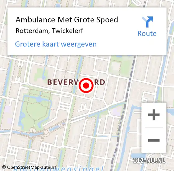 Locatie op kaart van de 112 melding: Ambulance Met Grote Spoed Naar Rotterdam, Twickelerf op 28 februari 2021 09:58