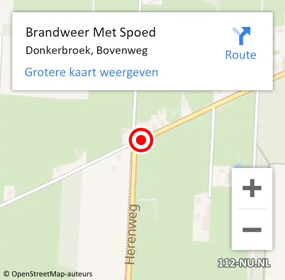 Locatie op kaart van de 112 melding: Brandweer Met Spoed Naar Donkerbroek, Bovenweg op 28 februari 2021 10:27