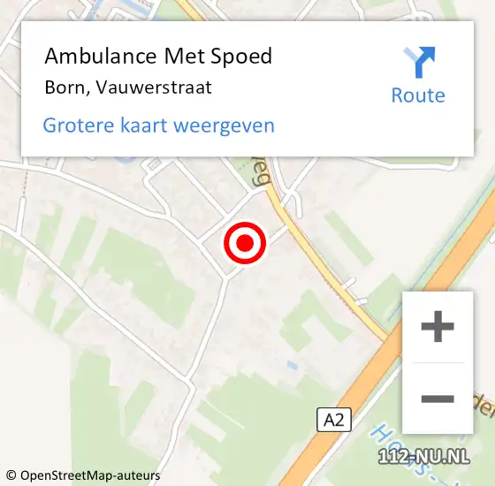 Locatie op kaart van de 112 melding: Ambulance Met Spoed Naar Born, Vauwerstraat op 3 juni 2014 14:00