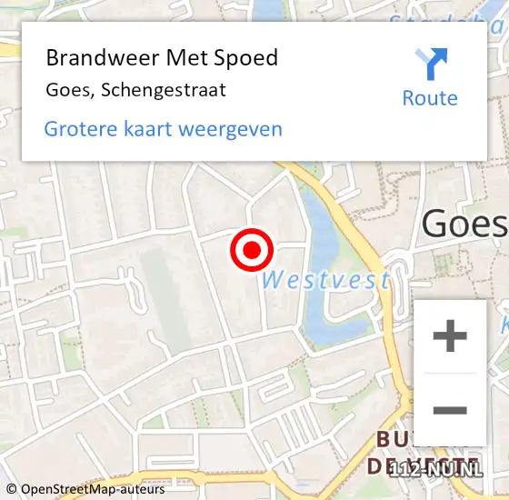 Locatie op kaart van de 112 melding: Brandweer Met Spoed Naar Goes, Schengestraat op 28 februari 2021 12:12