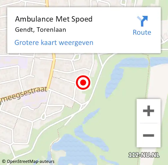Locatie op kaart van de 112 melding: Ambulance Met Spoed Naar Gendt, Torenlaan op 28 februari 2021 12:22