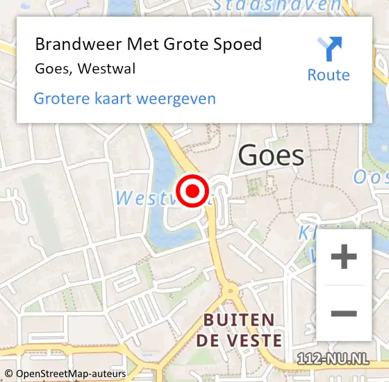 Locatie op kaart van de 112 melding: Brandweer Met Grote Spoed Naar Goes, Westwal op 3 juni 2014 14:14