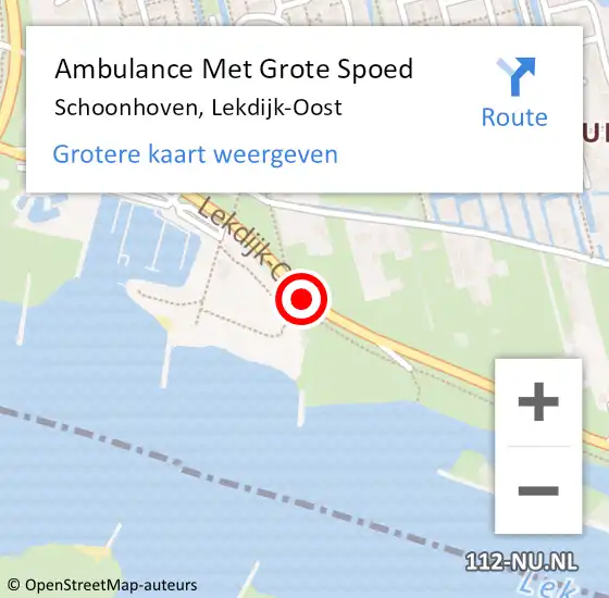 Locatie op kaart van de 112 melding: Ambulance Met Grote Spoed Naar Schoonhoven, Lekdijk-Oost op 28 februari 2021 14:32