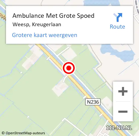 Locatie op kaart van de 112 melding: Ambulance Met Grote Spoed Naar Weesp, Kreugerlaan op 3 juni 2014 14:14