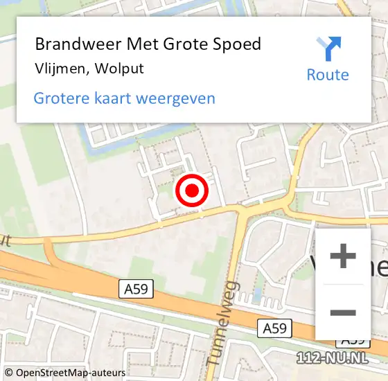 Locatie op kaart van de 112 melding: Brandweer Met Grote Spoed Naar Vlijmen, Wolput op 28 februari 2021 15:21