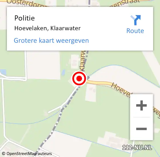 Locatie op kaart van de 112 melding: Politie Hoevelaken, Klaarwater op 28 februari 2021 15:48