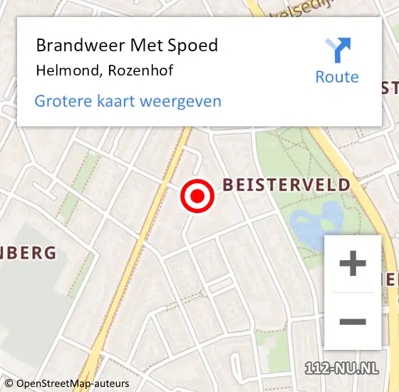 Locatie op kaart van de 112 melding: Brandweer Met Spoed Naar Helmond, Rozenhof op 28 februari 2021 15:49