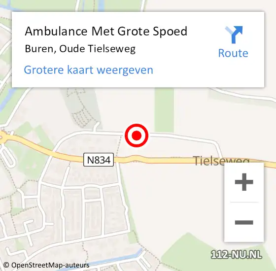 Locatie op kaart van de 112 melding: Ambulance Met Grote Spoed Naar Buren, Oude Tielseweg op 28 februari 2021 16:00