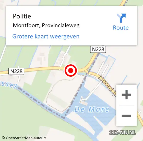 Locatie op kaart van de 112 melding: Politie Montfoort, Provincialeweg op 3 oktober 2013 22:23