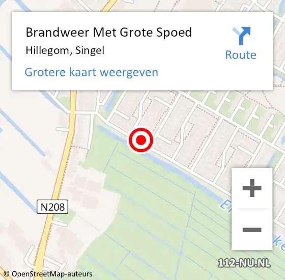 Locatie op kaart van de 112 melding: Brandweer Met Grote Spoed Naar Hillegom, Singel op 3 juni 2014 14:24