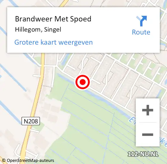 Locatie op kaart van de 112 melding: Brandweer Met Spoed Naar Hillegom, Singel op 3 juni 2014 14:24