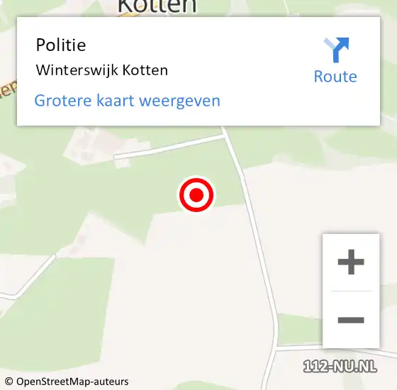 Locatie op kaart van de 112 melding: Politie Winterswijk Kotten op 28 februari 2021 17:43