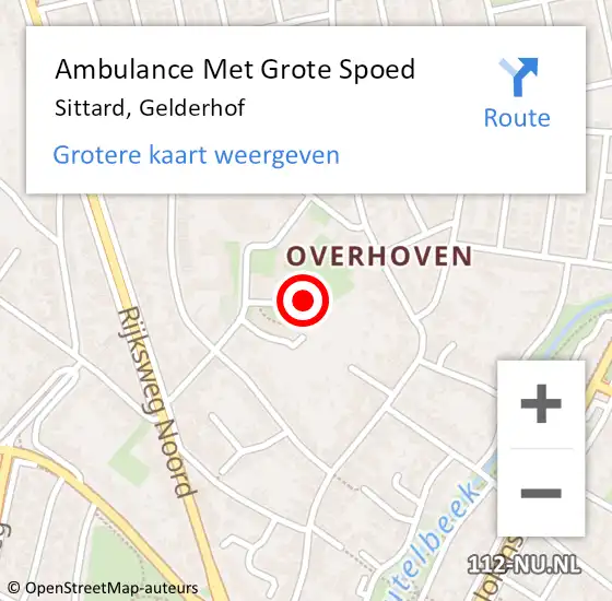 Locatie op kaart van de 112 melding: Ambulance Met Grote Spoed Naar Sittard, Gelderhof op 3 juni 2014 14:55