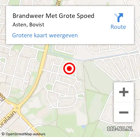 Locatie op kaart van de 112 melding: Brandweer Met Grote Spoed Naar Asten, Bovist op 28 februari 2021 23:09