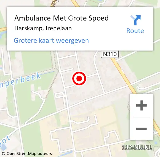 Locatie op kaart van de 112 melding: Ambulance Met Grote Spoed Naar Harskamp, Irenelaan op 1 maart 2021 00:04