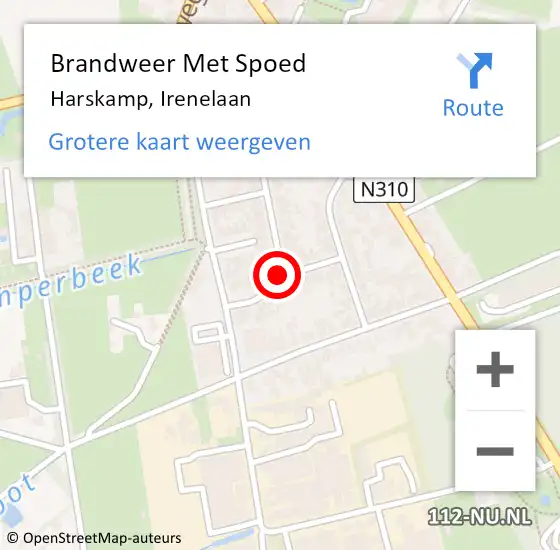 Locatie op kaart van de 112 melding: Brandweer Met Spoed Naar Harskamp, Irenelaan op 1 maart 2021 00:27