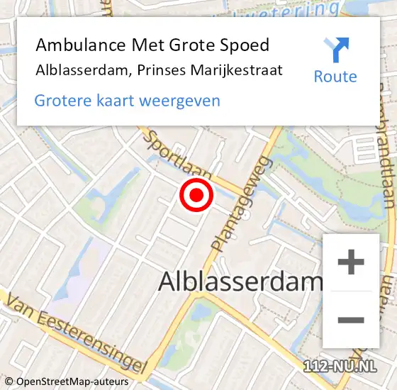 Locatie op kaart van de 112 melding: Ambulance Met Grote Spoed Naar Alblasserdam, Prinses Marijkestraat op 1 maart 2021 05:42