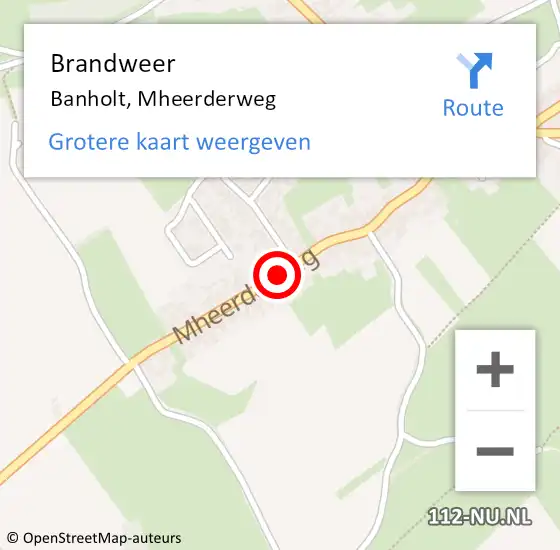 Locatie op kaart van de 112 melding: Brandweer Banholt, Mheerderweg op 5 september 2013 20:42