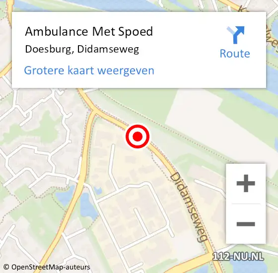 Locatie op kaart van de 112 melding: Ambulance Met Spoed Naar Doesburg, Didamseweg op 1 maart 2021 09:07