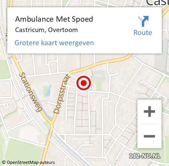 Locatie op kaart van de 112 melding: Ambulance Met Spoed Naar Castricum, Overtoom op 1 maart 2021 10:17