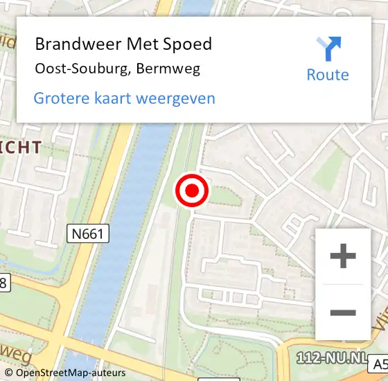 Locatie op kaart van de 112 melding: Brandweer Met Spoed Naar Oost-Souburg, Bermweg op 1 maart 2021 10:20