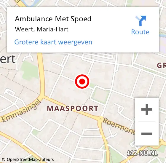 Locatie op kaart van de 112 melding: Ambulance Met Spoed Naar Weert, Maria-Hart op 3 juni 2014 15:32