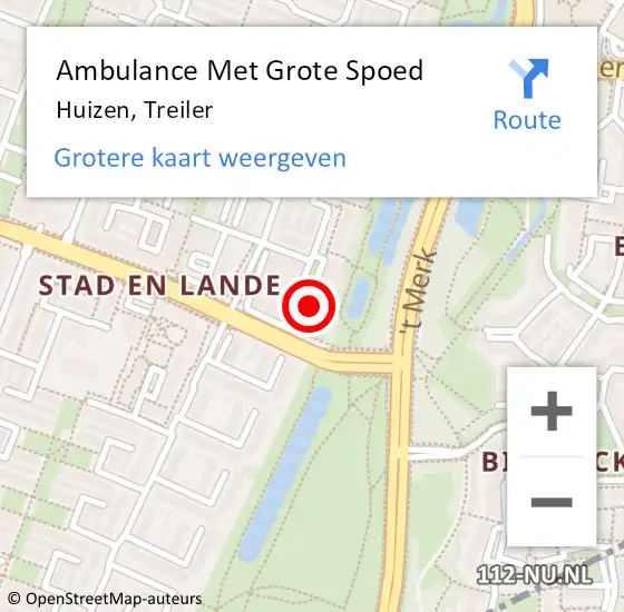 Locatie op kaart van de 112 melding: Ambulance Met Grote Spoed Naar Huizen, Treiler op 3 juni 2014 15:34