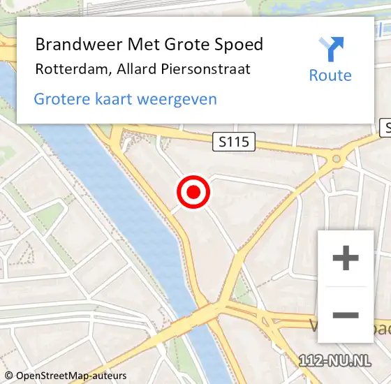 Locatie op kaart van de 112 melding: Brandweer Met Grote Spoed Naar Rotterdam, Allard Piersonstraat op 1 maart 2021 13:50
