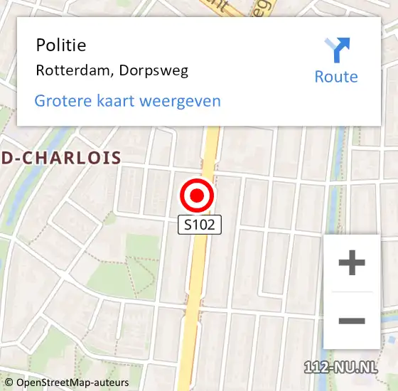 Locatie op kaart van de 112 melding: Politie Rotterdam, Dorpsweg op 1 maart 2021 14:45