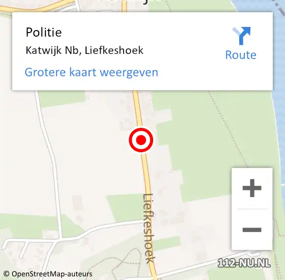 Locatie op kaart van de 112 melding: Politie Katwijk Nb, Liefkeshoek op 1 maart 2021 15:26
