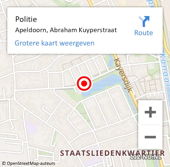Locatie op kaart van de 112 melding: Politie Apeldoorn, Abraham Kuyperstraat op 1 maart 2021 15:28