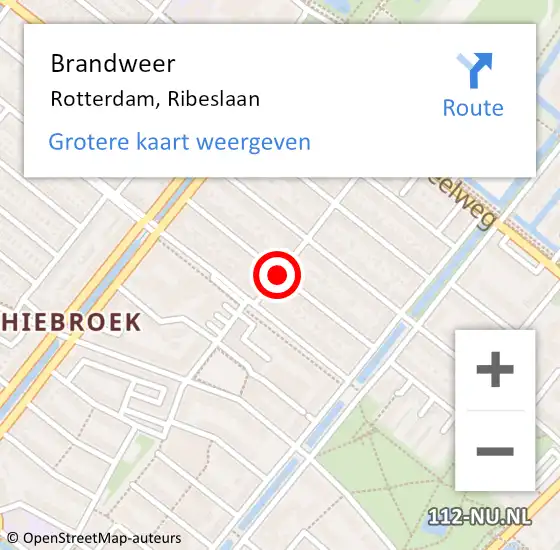 Locatie op kaart van de 112 melding: Brandweer Rotterdam, Ribeslaan op 1 maart 2021 17:31