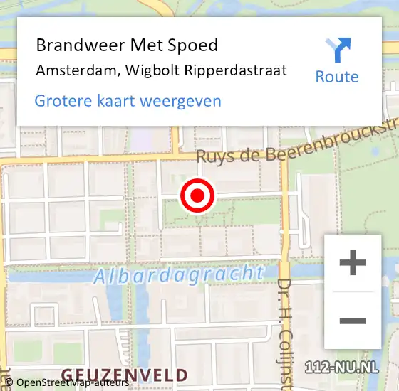 Locatie op kaart van de 112 melding: Brandweer Met Spoed Naar Amsterdam, Wigbolt Ripperdastraat op 1 maart 2021 17:53