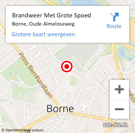 Locatie op kaart van de 112 melding: Brandweer Met Grote Spoed Naar Borne, Oude Almeloseweg op 1 maart 2021 17:58