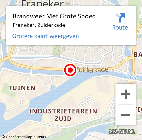 Locatie op kaart van de 112 melding: Brandweer Met Grote Spoed Naar Franeker, Zuiderkade op 1 maart 2021 18:15