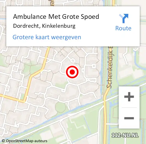 Locatie op kaart van de 112 melding: Ambulance Met Grote Spoed Naar Dordrecht, Kinkelenburg op 1 maart 2021 19:28