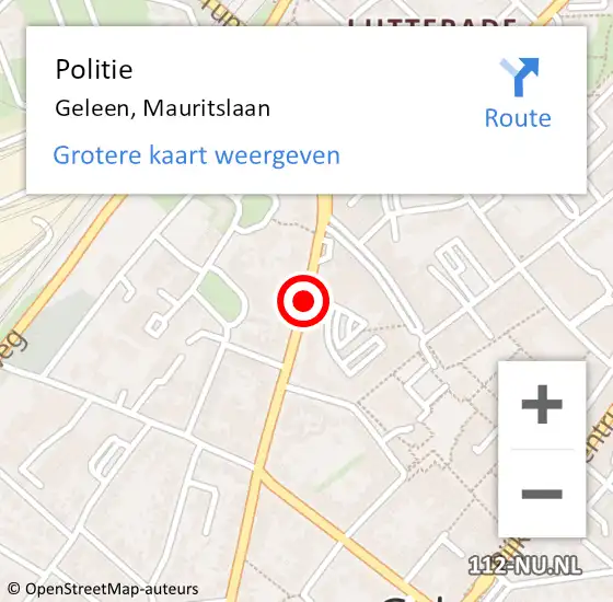 Locatie op kaart van de 112 melding: Politie Geleen, Mauritslaan op 1 maart 2021 20:42