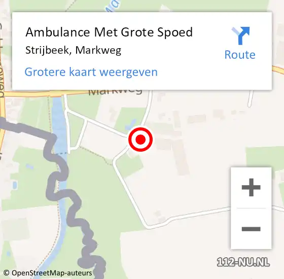 Locatie op kaart van de 112 melding: Ambulance Met Grote Spoed Naar Strijbeek, Markweg op 3 juni 2014 16:18