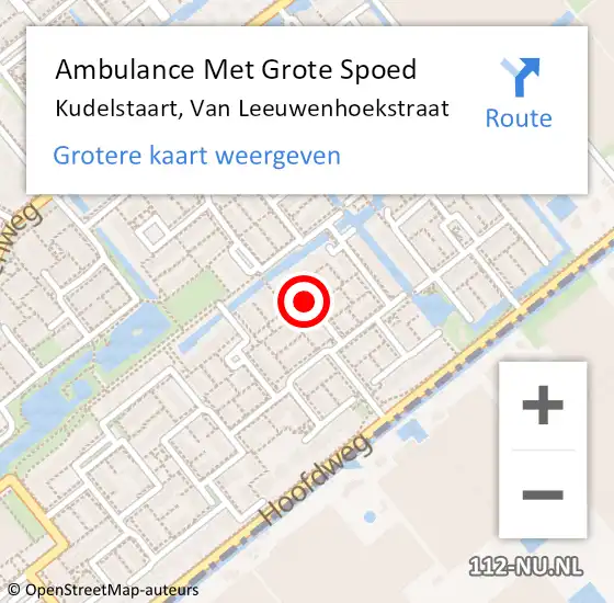 Locatie op kaart van de 112 melding: Ambulance Met Grote Spoed Naar Kudelstaart, Van Leeuwenhoekstraat op 1 maart 2021 22:17