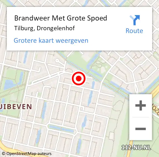 Locatie op kaart van de 112 melding: Brandweer Met Grote Spoed Naar Tilburg, Drongelenhof op 1 maart 2021 23:42