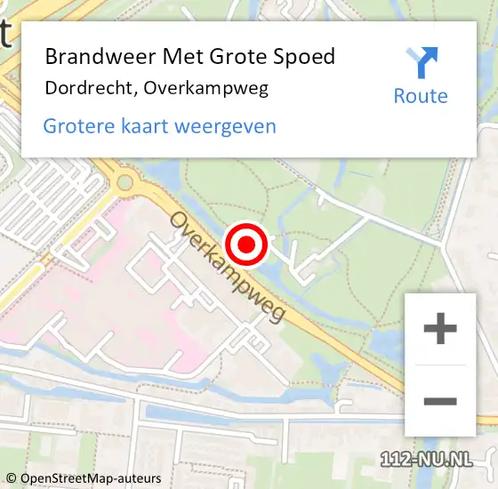 Locatie op kaart van de 112 melding: Brandweer Met Grote Spoed Naar Dordrecht, Overkampweg op 2 maart 2021 00:40