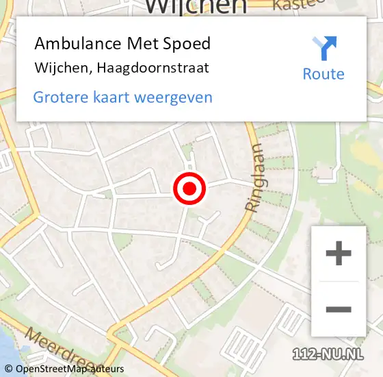 Locatie op kaart van de 112 melding: Ambulance Met Spoed Naar Wijchen, Haagdoornstraat op 2 maart 2021 01:57