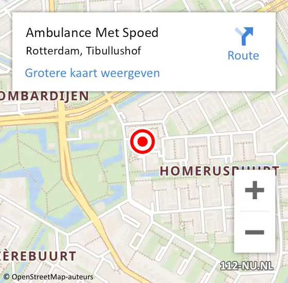 Locatie op kaart van de 112 melding: Ambulance Met Spoed Naar Rotterdam, Tibullushof op 2 maart 2021 02:50