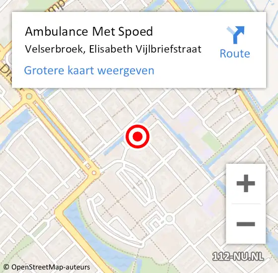 Locatie op kaart van de 112 melding: Ambulance Met Spoed Naar Velserbroek, Elisabeth Vijlbriefstraat op 3 maart 2021 03:17