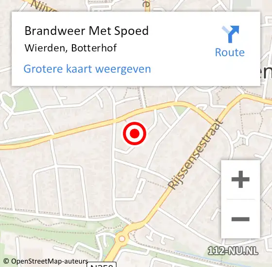 Locatie op kaart van de 112 melding: Brandweer Met Spoed Naar Wierden, Botterhof op 3 maart 2021 05:18