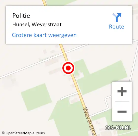 Locatie op kaart van de 112 melding: Politie Hunsel, Weverstraat op 3 maart 2021 08:10