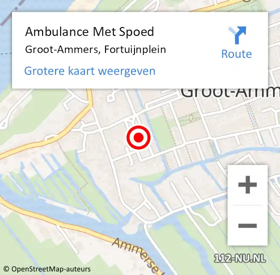 Locatie op kaart van de 112 melding: Ambulance Met Spoed Naar Groot-Ammers, Fortuijnplein op 3 maart 2021 09:08